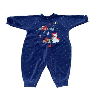 Vintage Little Me Christmas Holiday Baby Jumper Onesie 12 Months Winter